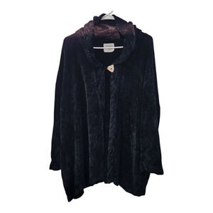 Margaret O'leary Velour Chuncky‎ Cardigan Black Retro Fall Cozycore Designer